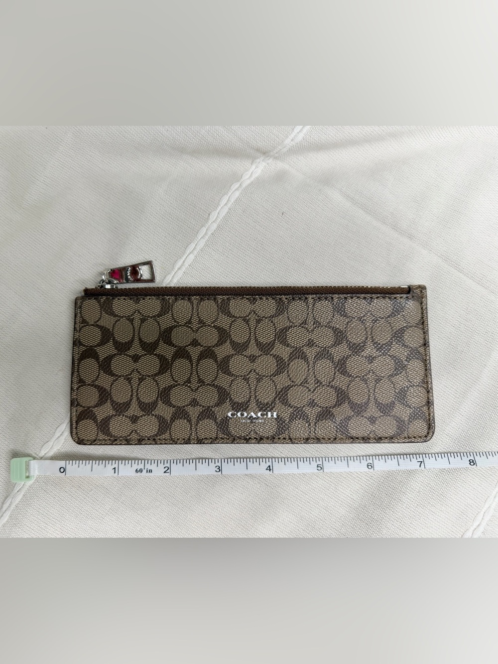 Coach Brown Logo Zip Card Holder